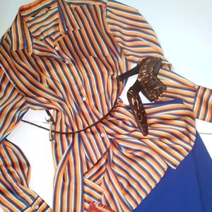 ZARA WOMEN Satin Effect Multi-colored Blouse